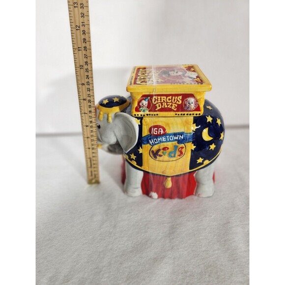 Team IGA 1998 Ltd. Edition Circus Daze Hometown Kids Elephant Ceramic Cookie Jar - Picture 7 of 9